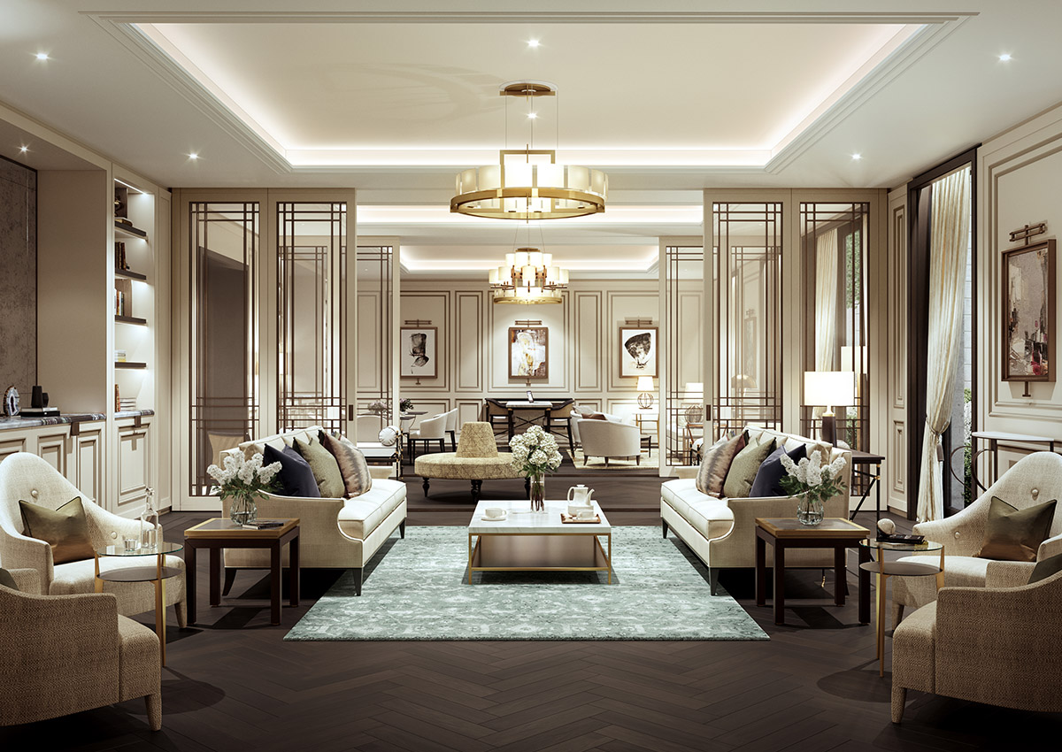 Salón privado para residentes — The OWO Residences by Raffles — Apartamentos de lujo en Londres