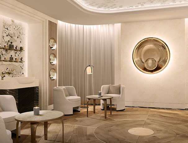 Wellness- Guerlain spa lobby lounge - Raffles London at The OWO